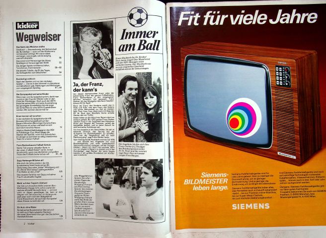 Inhaltsverzeichnis Kicker 26/1977