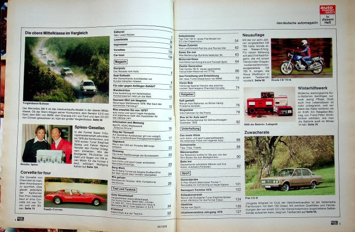 Inhaltsverzeichnis Auto Motor und Sport 26/1978