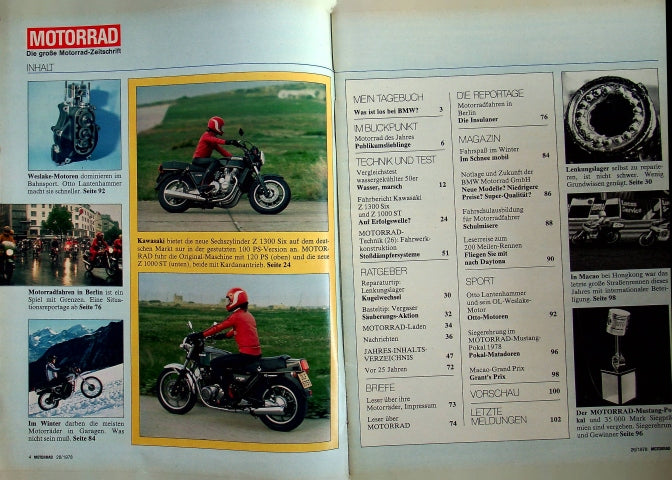 Inhaltsverzeichnis Motorrad 26/1978