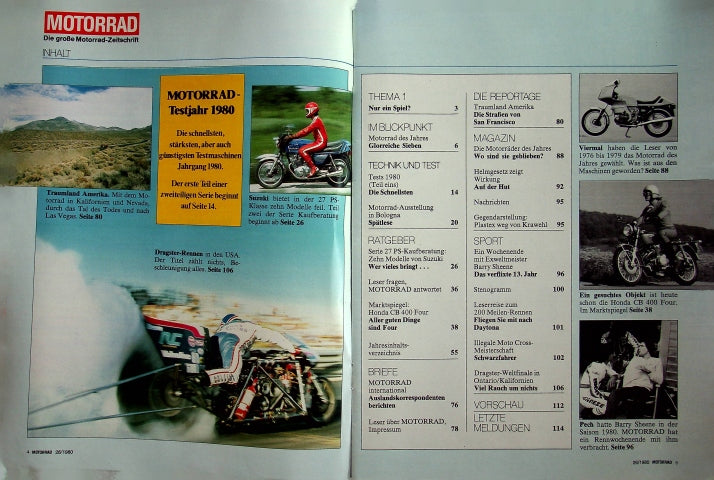 Inhaltsverzeichnis Motorrad 26/1980