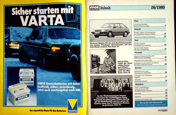 Inhaltsverzeichnis MOT 26/1980