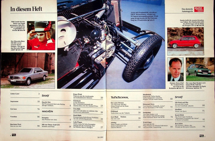 Inhaltsverzeichnis Auto Motor und Sport 26/1981