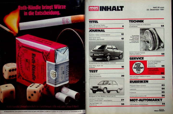 Inhaltsverzeichnis MOT 26/1981