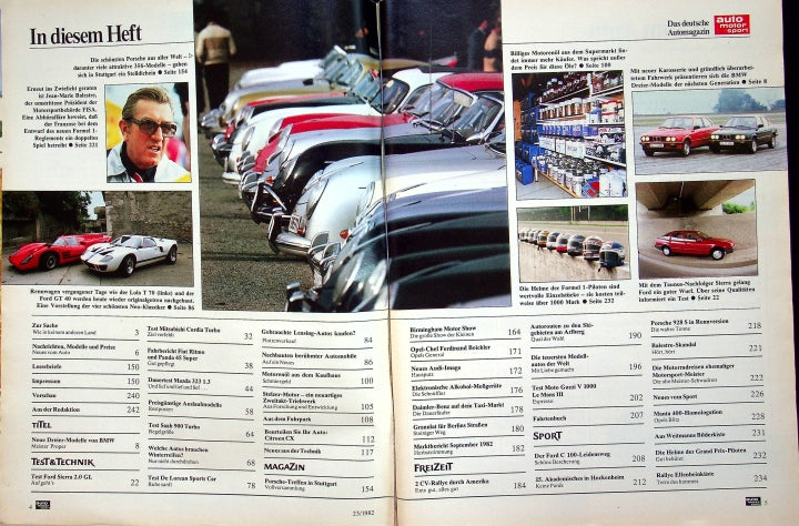 Inhaltsverzeichnis Auto Motor und Sport 26/1982