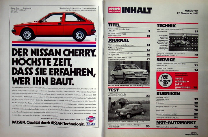 Inhaltsverzeichnis MOT 26/1982