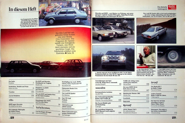 Inhaltsverzeichnis Auto Motor und Sport 26/1983