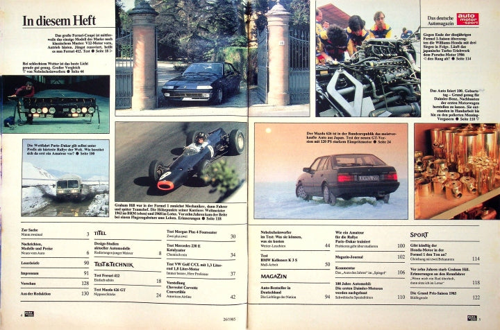 Inhaltsverzeichnis Auto Motor und Sport 26/1985
