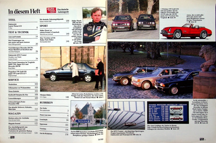 Inhaltsverzeichnis Auto Motor und Sport 26/1986
