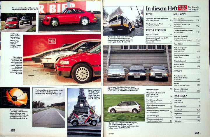 Inhaltsverzeichnis Auto Motor und Sport 26/1987