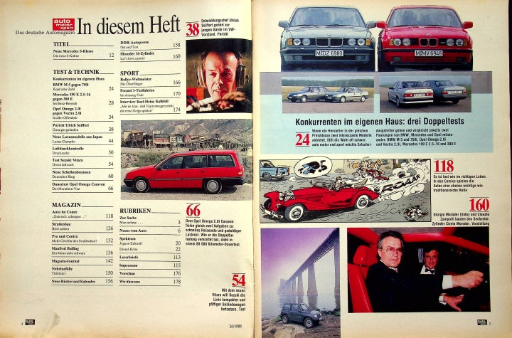 Inhaltsverzeichnis Auto Motor und Sport 26/1988
