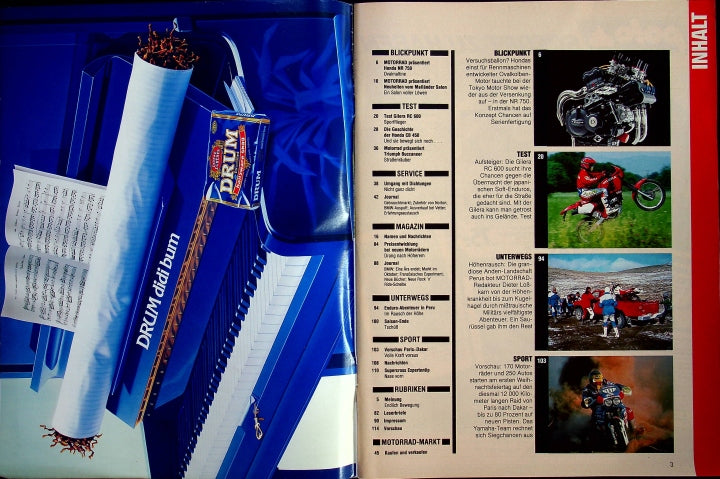 Inhaltsverzeichnis Motorrad 26/1989