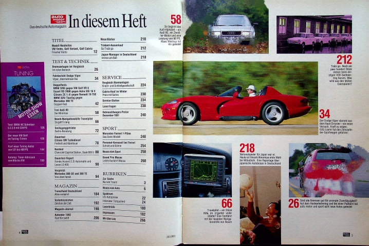 Inhaltsverzeichnis Auto Motor und Sport 26/1991