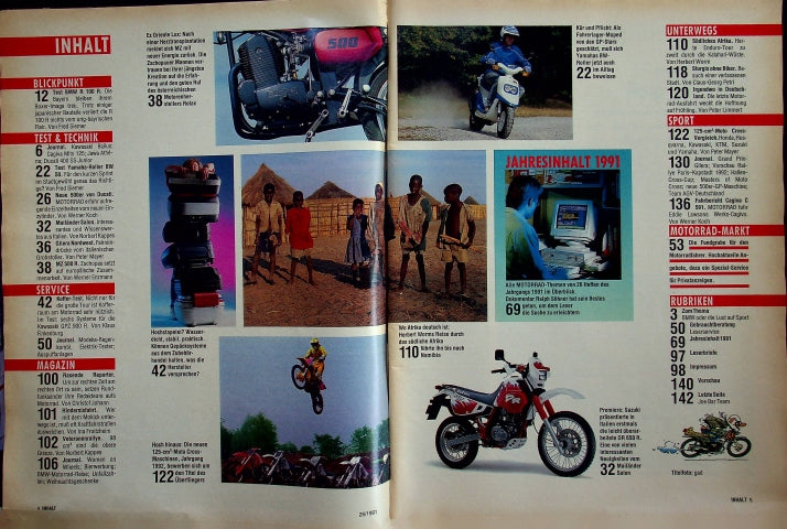 Inhaltsverzeichnis Motorrad 26/1991
