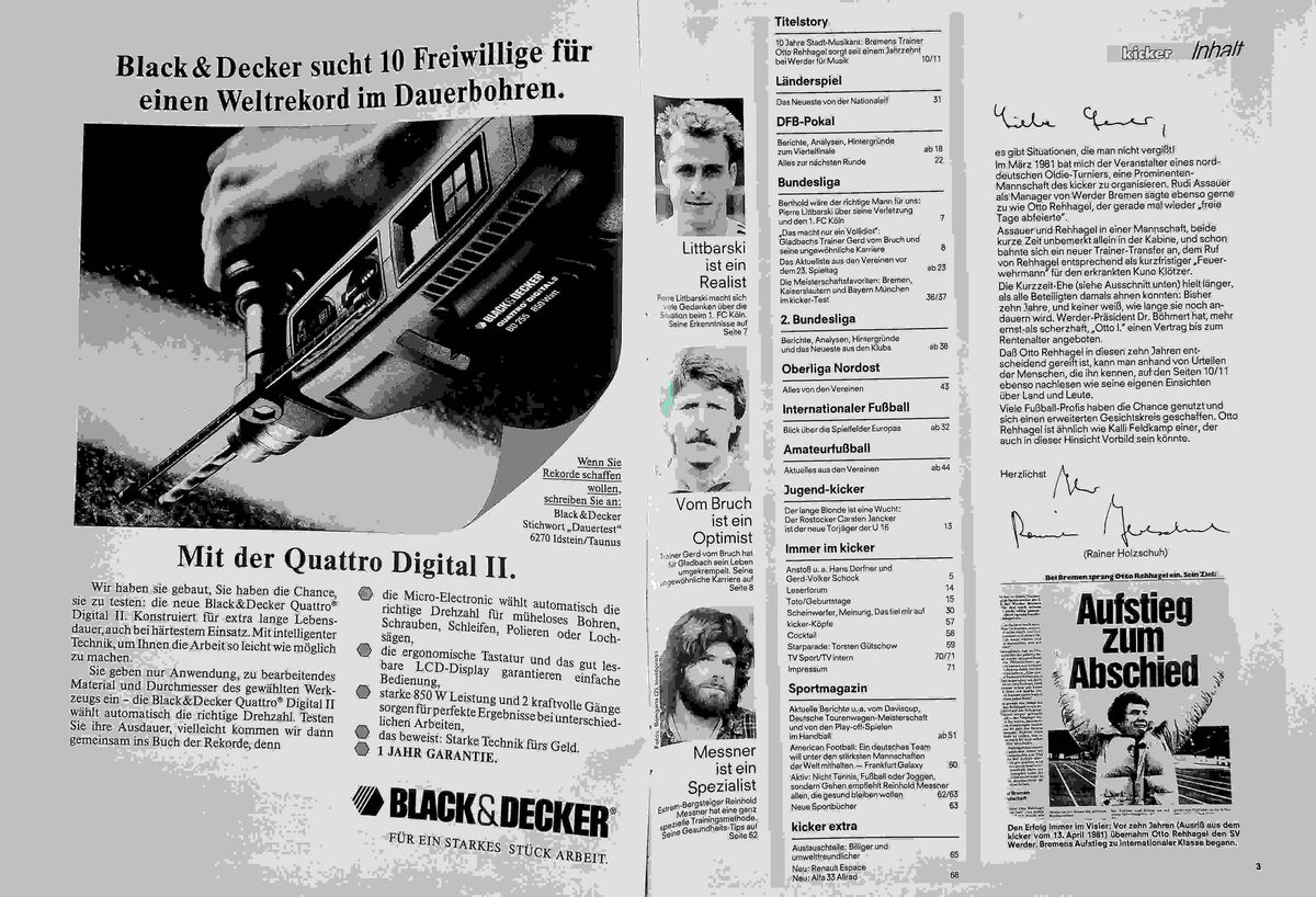 Inhaltsverzeichnis Kicker 26/1991