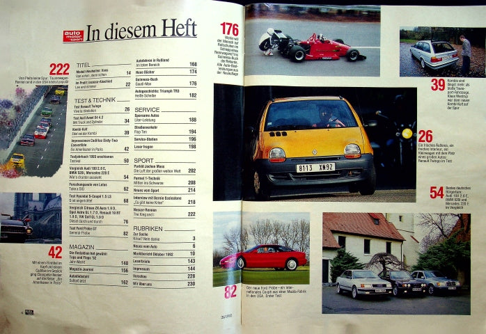 Inhaltsverzeichnis Auto Motor und Sport 26/1992