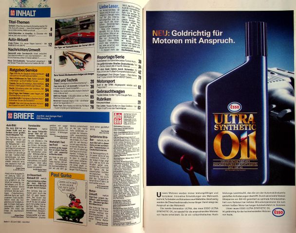 Inhaltsverzeichnis Auto Bild 26/1992