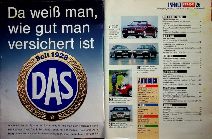 Inhaltsverzeichnis MOT 26/1992