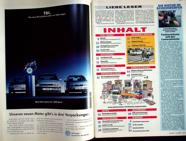 Inhaltsverzeichnis Auto Bild 26/1994