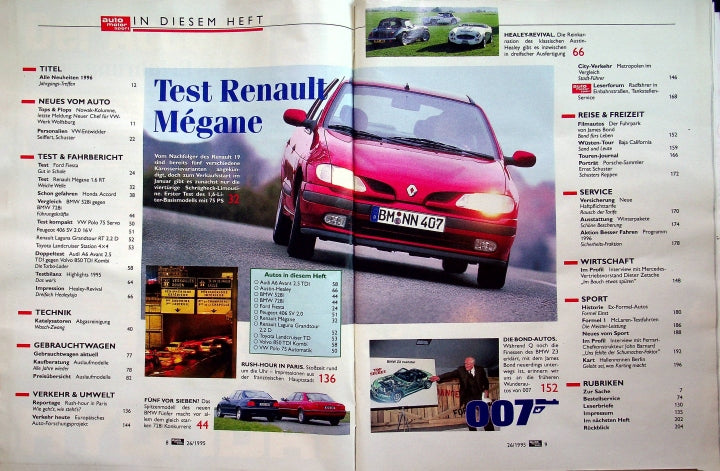 Inhaltsverzeichnis Auto Motor und Sport 26/1995