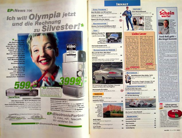 Inhaltsverzeichnis Auto Bild 26/1996