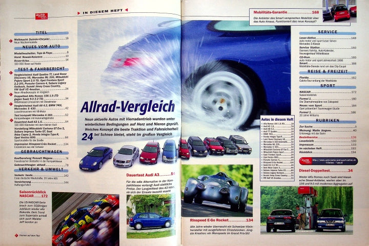 Inhaltsverzeichnis Auto Motor und Sport 26/1998