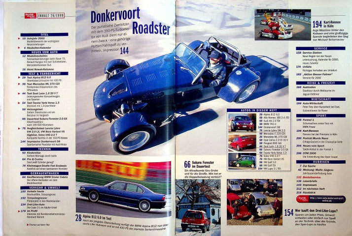 Inhaltsverzeichnis Auto Motor und Sport 26/1999