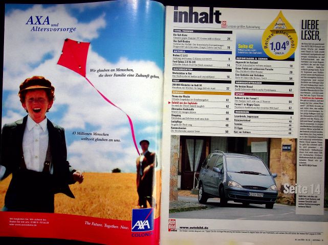 Inhaltsverzeichnis Auto Bild 26/2000