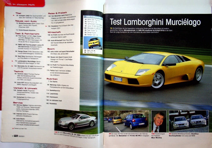 Inhaltsverzeichnis Auto Motor und Sport 26/2001