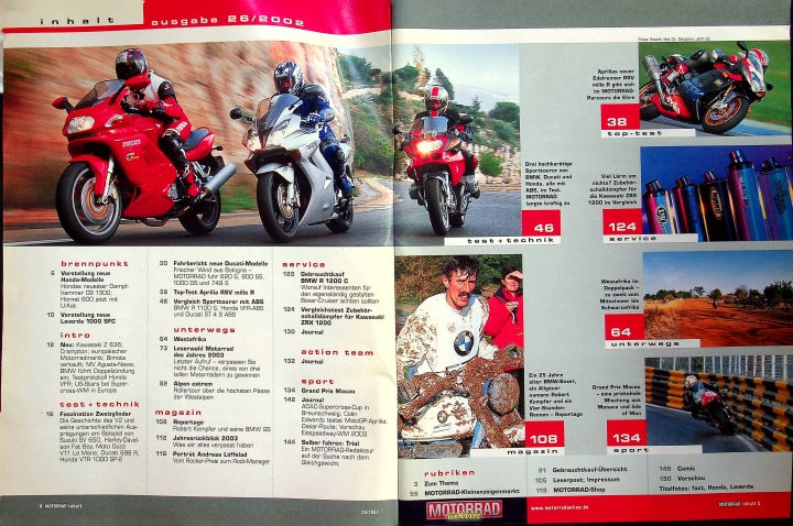Inhaltsverzeichnis Motorrad 26/2002