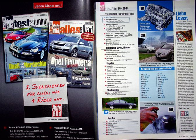 Inhaltsverzeichnis Auto Bild 26/2004