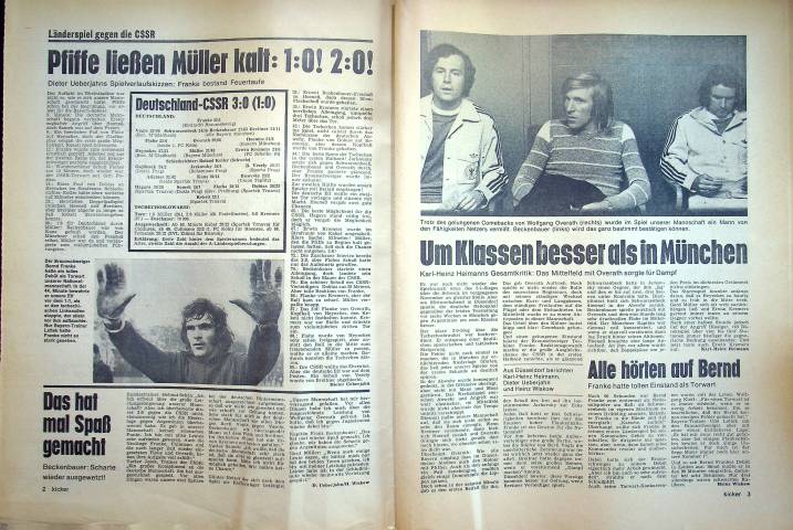 Inhaltsverzeichnis Kicker 27/1973