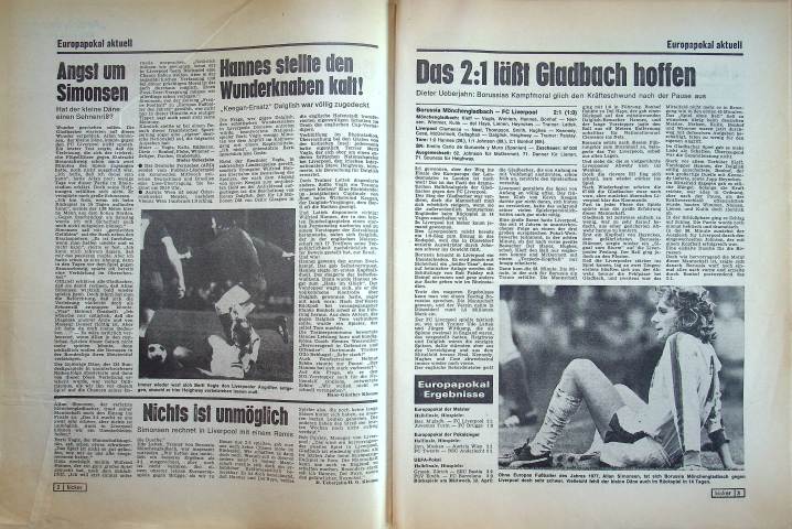 Inhaltsverzeichnis Kicker 27/1978