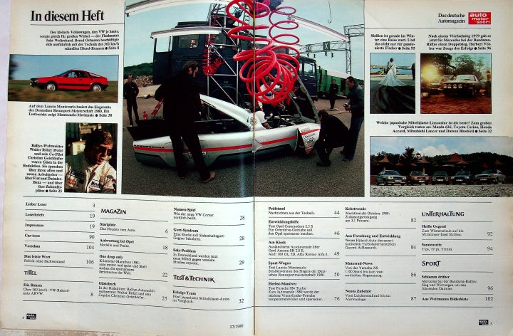 Inhaltsverzeichnis Auto Motor und Sport 27/1980