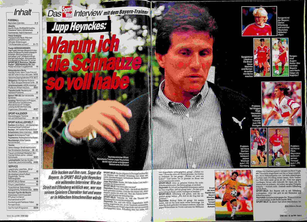 Inhaltsverzeichnis Sport Bild 27/1991