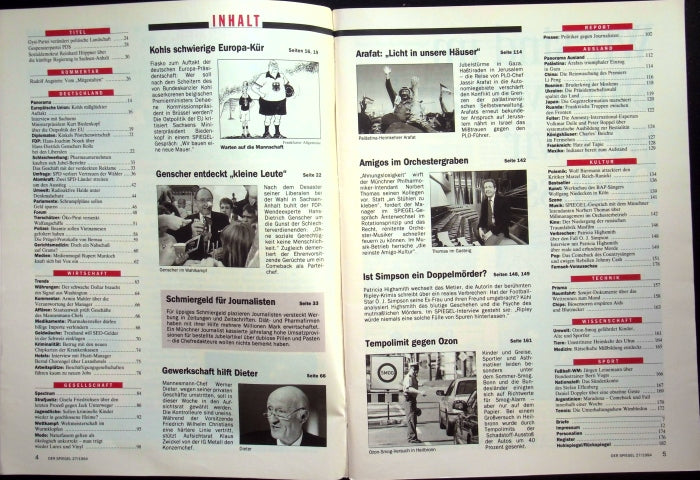 Inhaltsverzeichnis Spiegel 27/1994