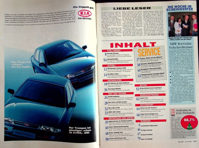 Inhaltsverzeichnis Auto Bild 27/1995