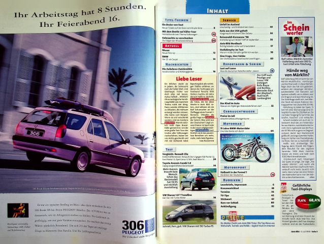 Inhaltsverzeichnis Auto Bild 27/1998