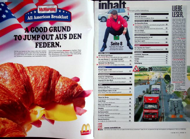 Inhaltsverzeichnis Auto Bild 27/1999