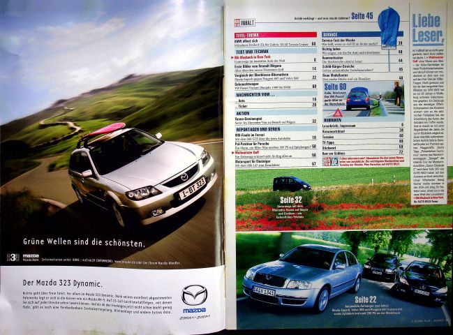Inhaltsverzeichnis Auto Bild 27/2002