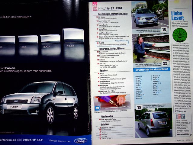 Inhaltsverzeichnis Auto Bild 27/2004