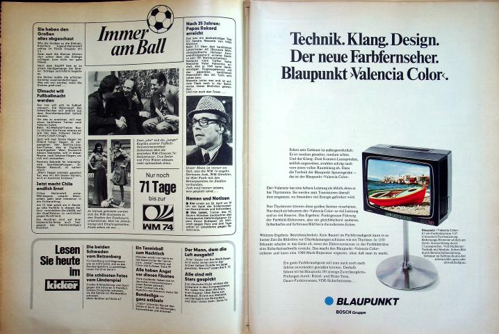 Inhaltsverzeichnis Kicker 28/1974
