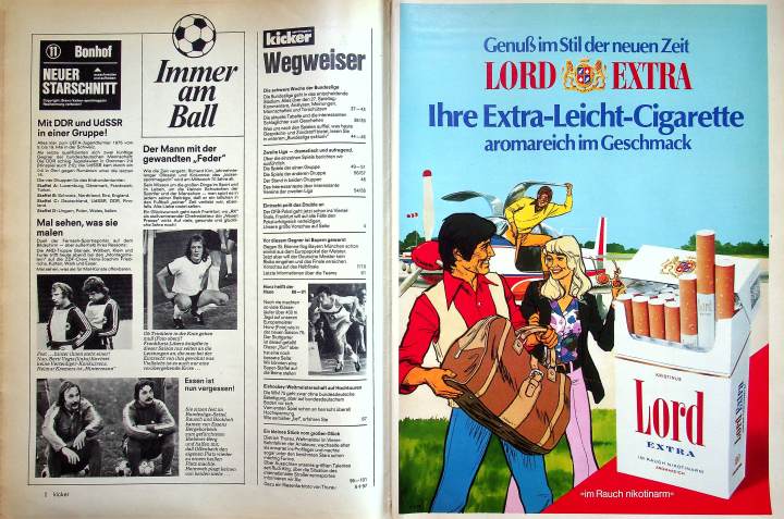 Inhaltsverzeichnis Kicker 28/1975
