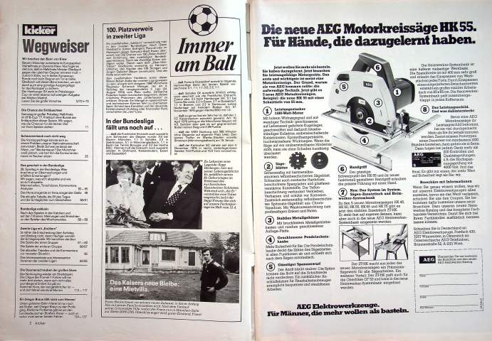 Inhaltsverzeichnis Kicker 28/1977