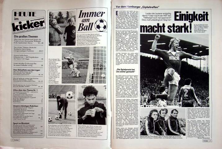 Inhaltsverzeichnis Kicker 28/1979