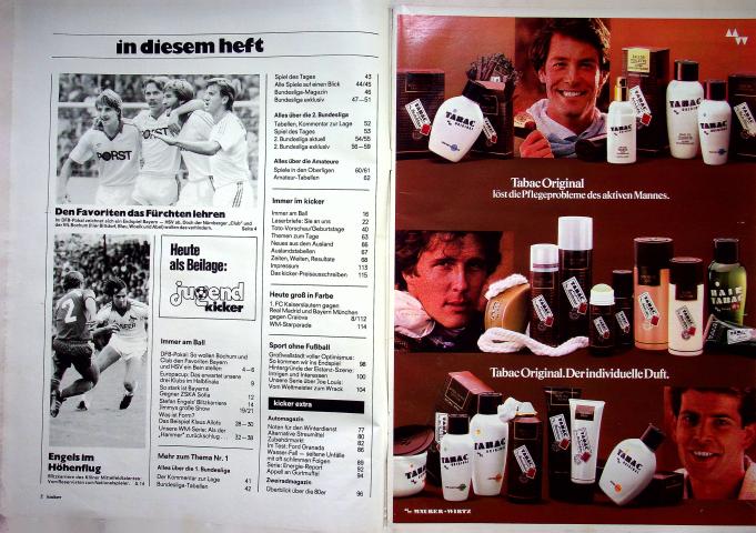 Inhaltsverzeichnis Kicker 28/1982