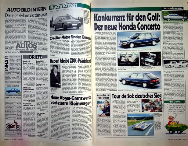 Inhaltsverzeichnis Auto Bild 28/1988