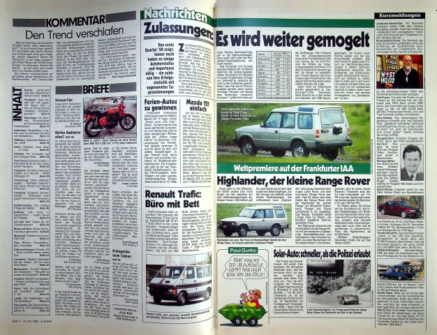 Inhaltsverzeichnis Auto Bild 28/1989