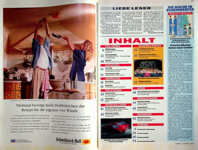 Inhaltsverzeichnis Auto Bild 28/1994