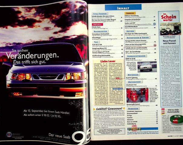 Inhaltsverzeichnis Auto Bild 28/1997
