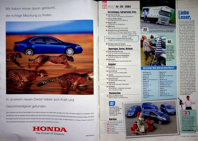 Inhaltsverzeichnis Auto Bild 28/2004